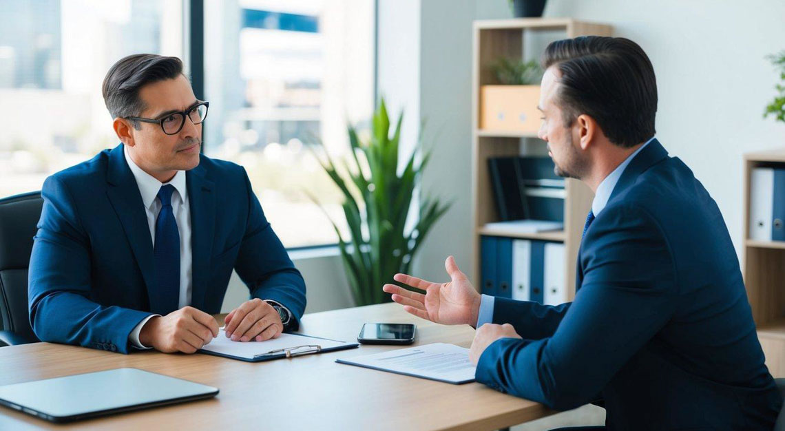 A person meeting with a DUI lawyer in an office, discussing license reinstatement in Arizona